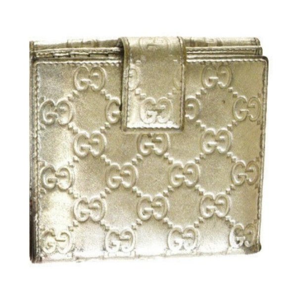 Gucci Silver Guccissima Print Leather With Goldtone Hardware Wallet - Picture 2 of 7